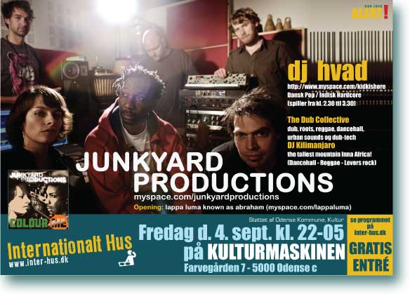 Poster Design for Junkyard Productions and DJ Hvad performances in Kulturmaskinen, Odense, Denmark