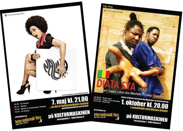 Poster design and organizer for Nabiha and Diata Sya (Bamako - Mali)´s performance at Kulturmaskinen in Odense (Brasil